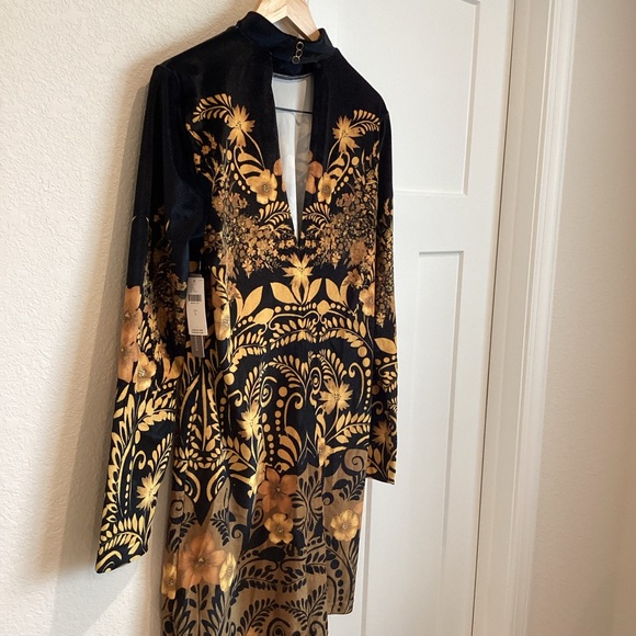 Anthropologie Velvet Long-Sleeve Printed Mini Dress - Picture 12 of 15